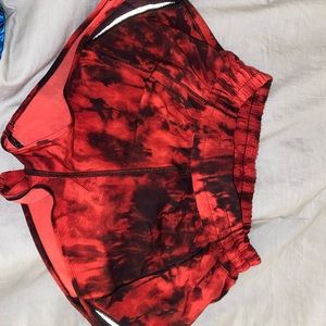 red lululemon hotty hot shorts